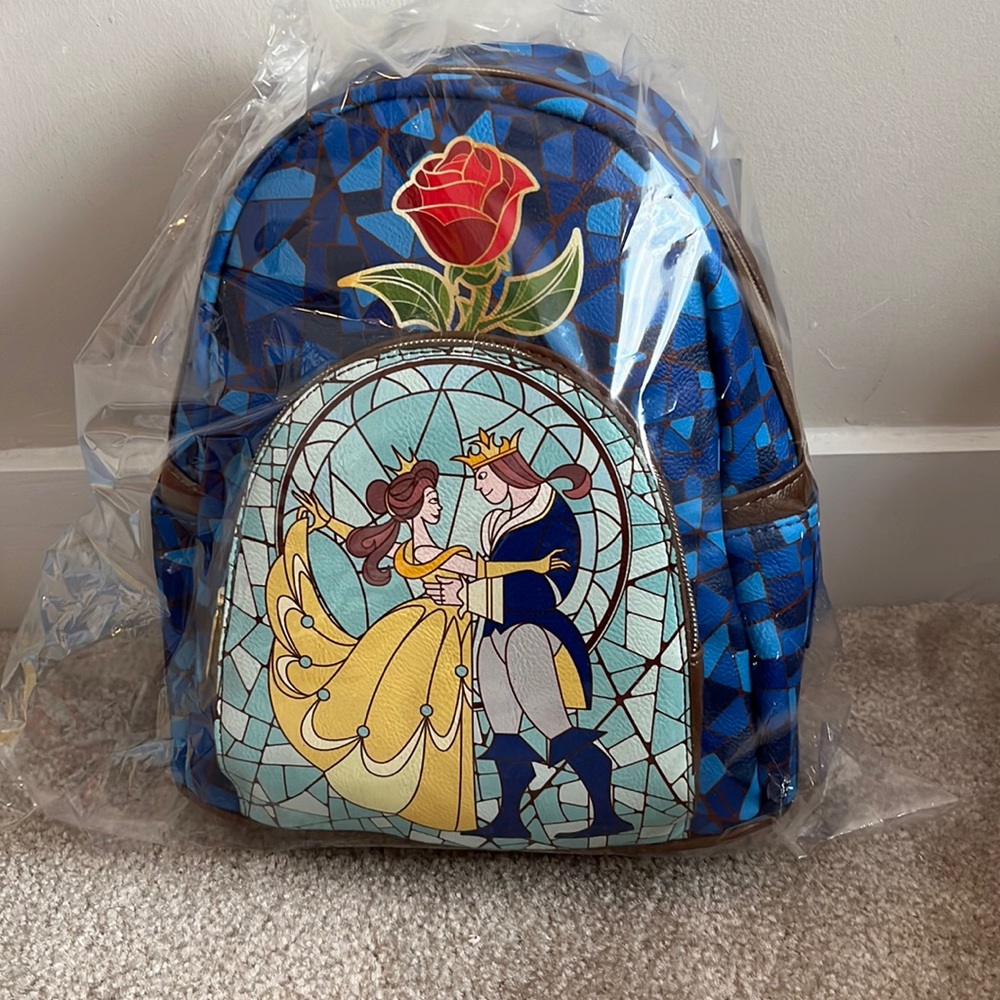 Disney Beauty and the Beast Stain Glass Loungefly mini backpack